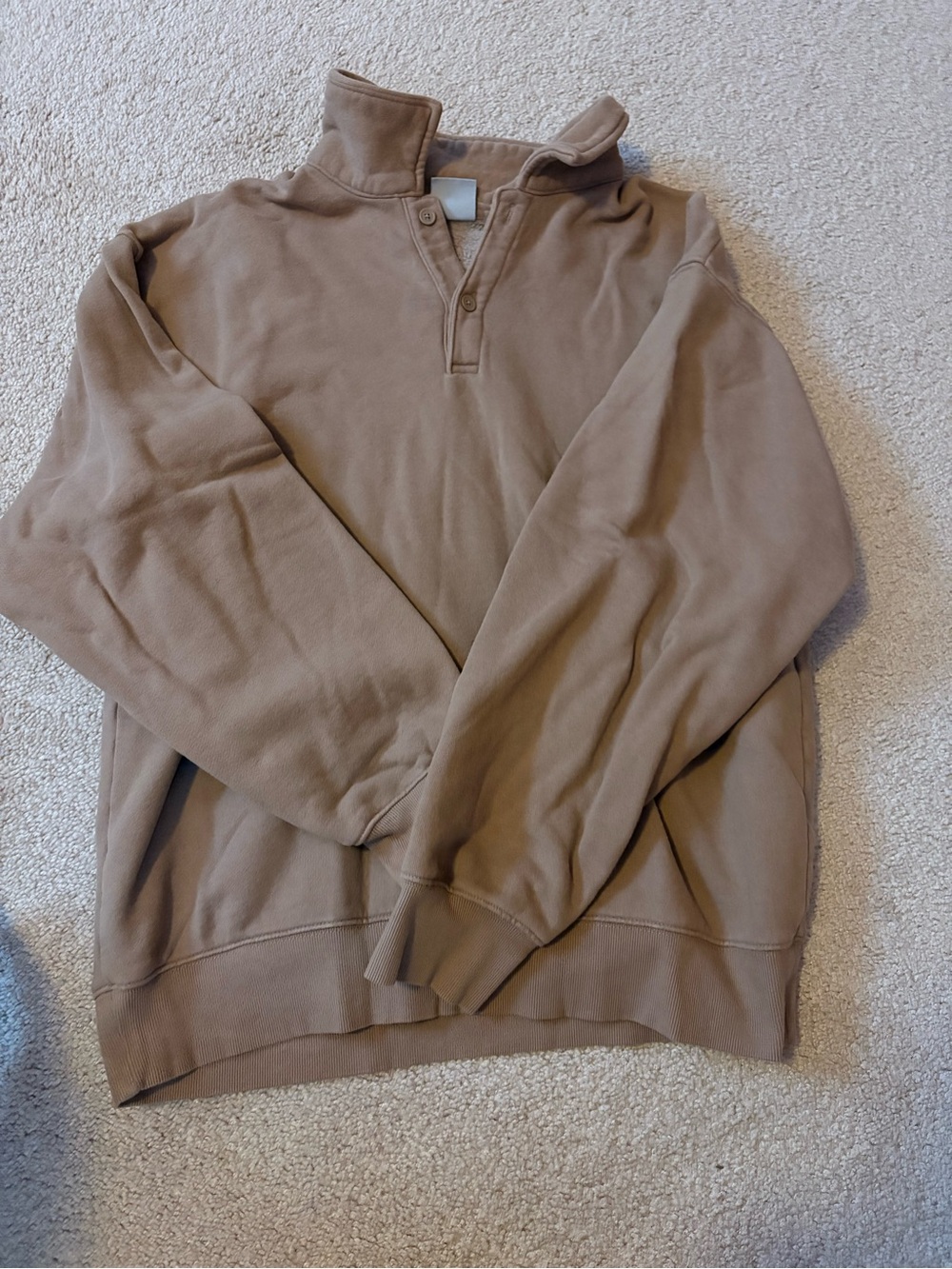 Women’s Quarter-Snap Pullover Sweater in Light Brown